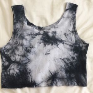 Black and White Tie Dye Crop Top